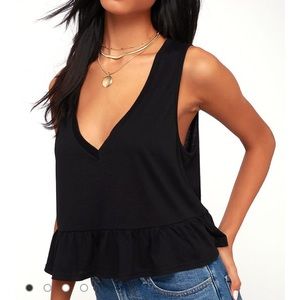 Kinsey Black V-Neck Ruffled Crop Top